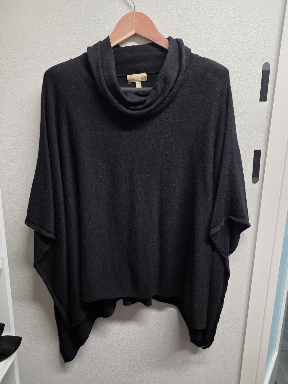 Charter Club Black Cowl Neck Poncho Sweater